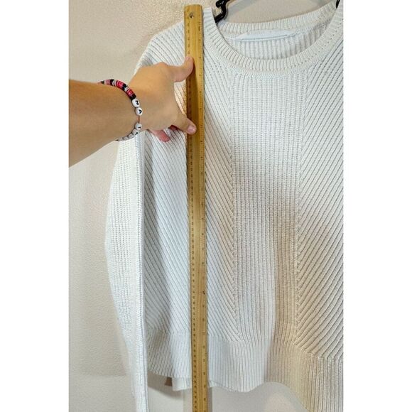 Athleta Merino Wool Blend Chunky Ribbed Cream Crewneck Women's Sweater Small - Picture 7 of 10